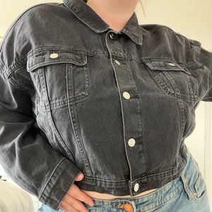 Size 20 Plus Size Black Cropped Denim Jacket